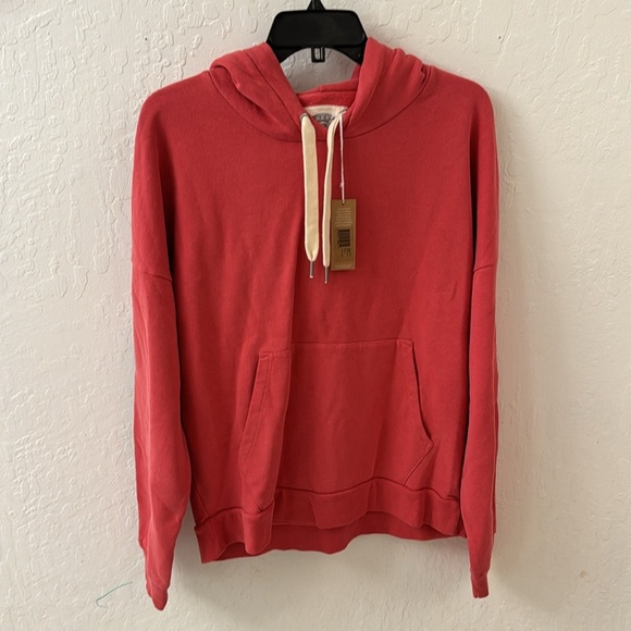 Outerknown Red Second Spin Organic Cotton Lyocell Pull Over Lounge Hoodie S - Picture 2 of 4